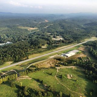overhead photo of the runway at the Gilmer County Georgia airport