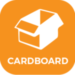 icon of a cardboard box on an orange background